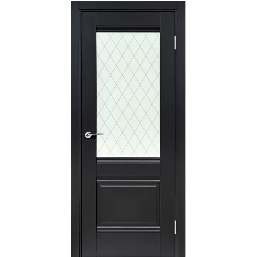 Комплект двери Классико-43 со стеклом 80x200 см Hardflex черный с добором 150 мм PORTIKA STLM-2108459