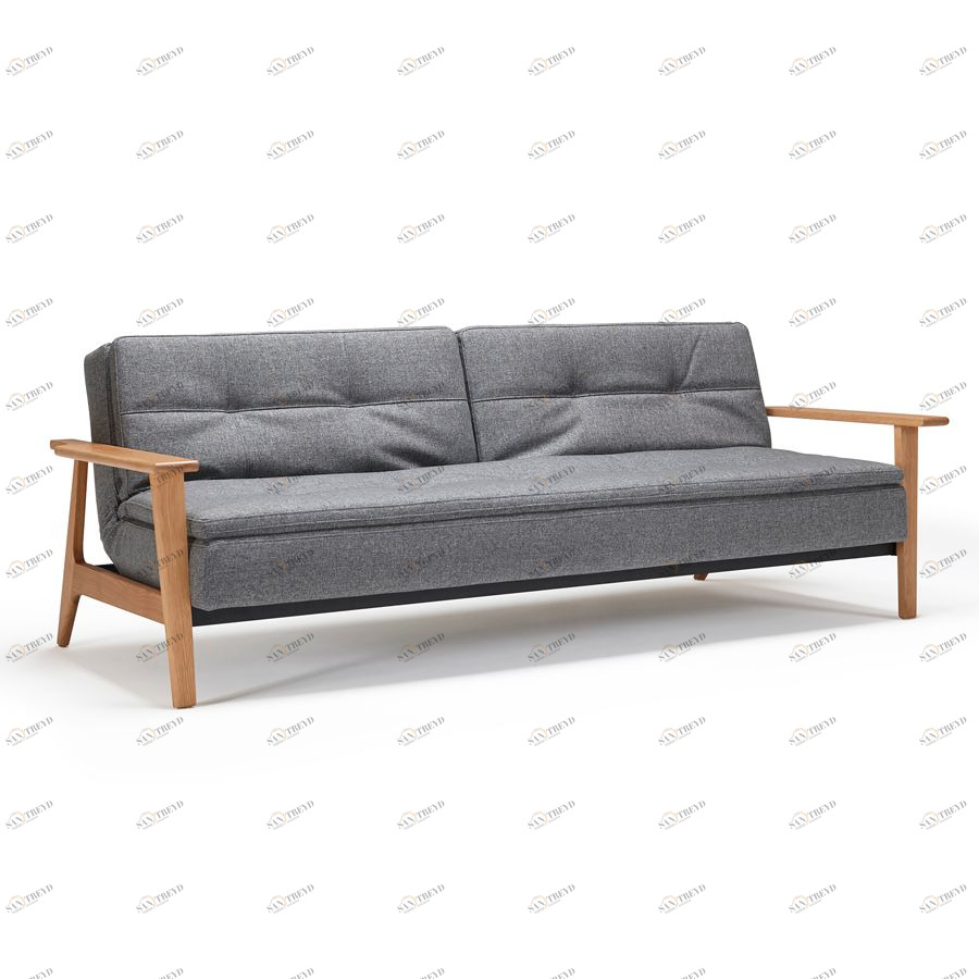 Диван раскладной Dublexo темно-серый с ножками из дуба и подлокотниками Innovation Living 741050563LG720