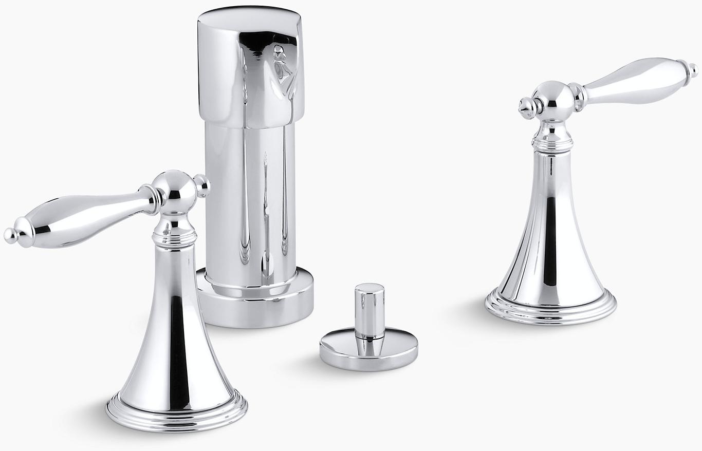 KOHLER Вертикальный смеситель для биде Finial с ручками и соответствующими вставками K-316-4M-SN  - Вид №1