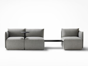 Секционный тканевый диван со встроенным журнальным столиком