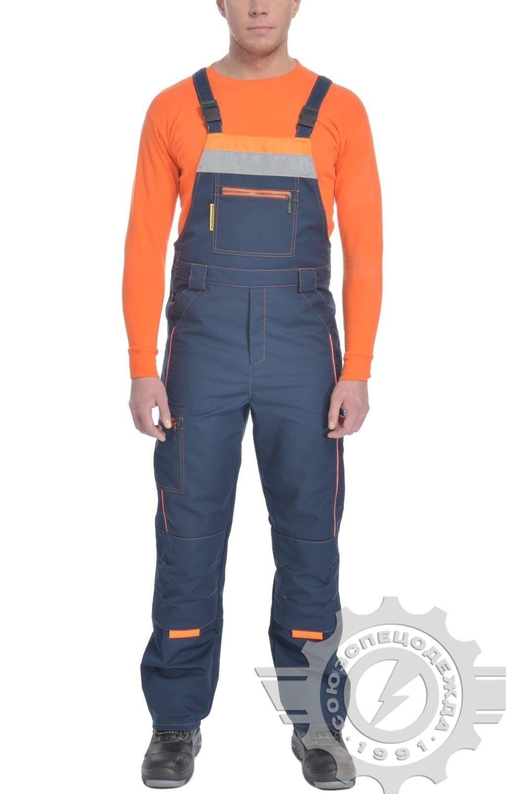 69081 Костюм "Импульс" темно-синий-серый-оранжевый с СВП  Летняя спецодежда  размер 60-62/170-176  - Вид №2