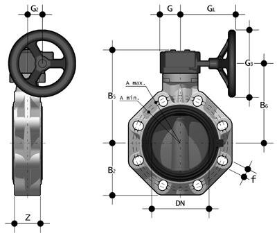 SANIT 152305050063 Универсальная промышленная / Химическая дроссельный клапан FK, PVDF, механическая коробка передач  - Вид №1