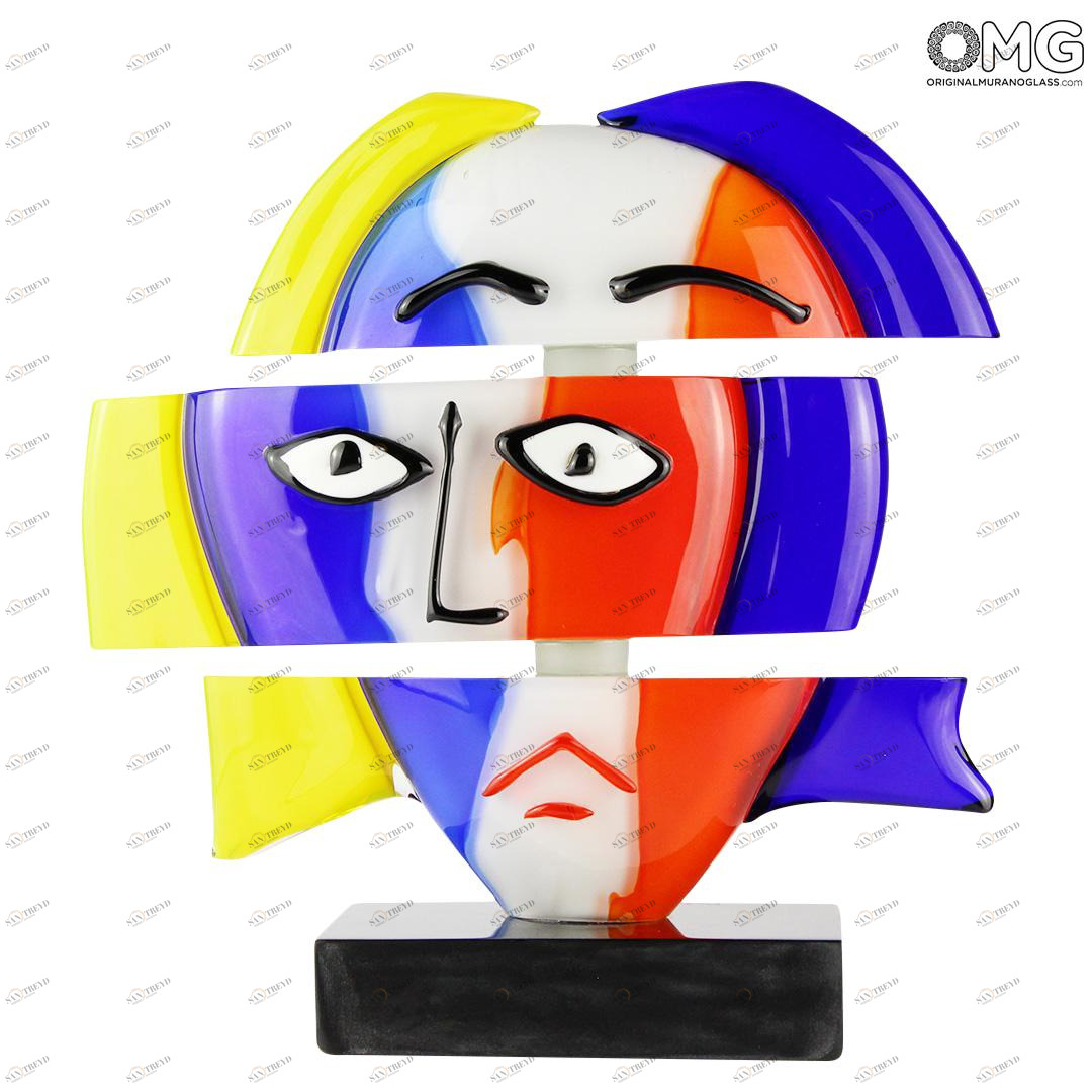 3077 ORIGINALMURANOGLASS Скульптура Голова - Пикассо - муранское стекло OMG 12 см 