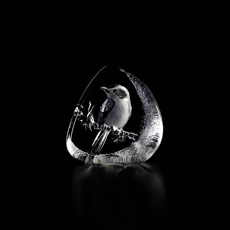 33638 Скульптура из прозрачного хрусталя "Мухоловка", 70/75 мм. Maleras 