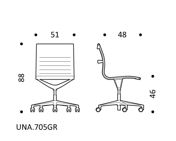 5-спицевое вращающееся офисное кресло с тканевыми колесами ICF una Chair ARCH-00019124 - Вид №4