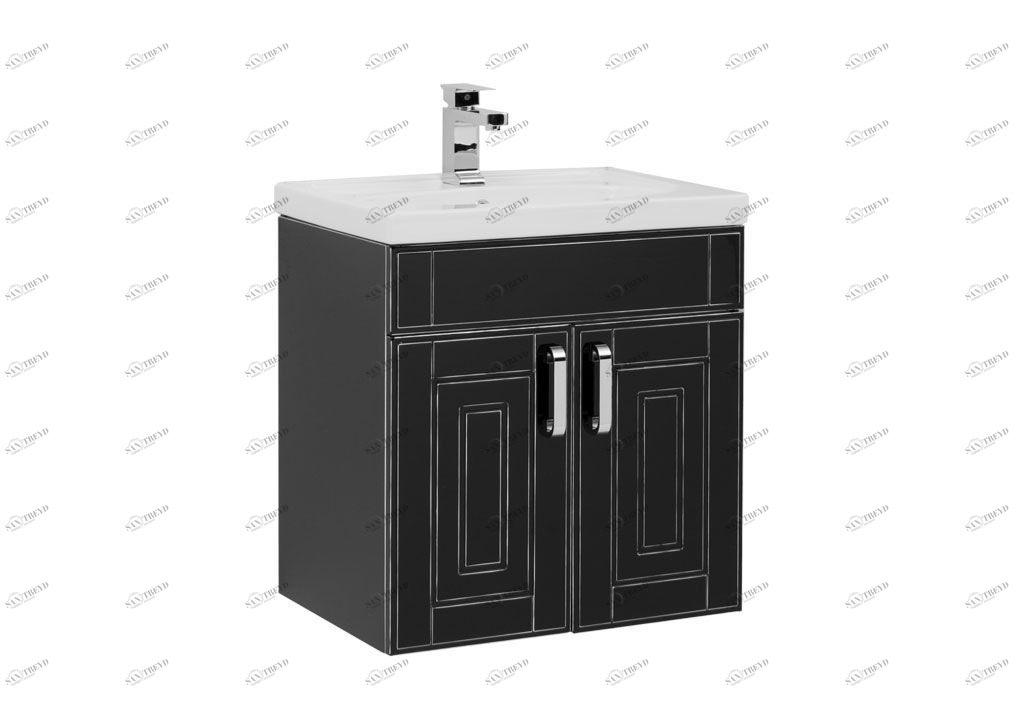 Тумба с раковиной Aquanet Рондо 60 черный антик (2 дверцы) 0019678100185476