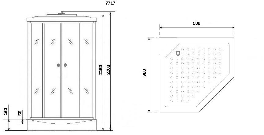 Душевая кабина NG-7717G (1000x1000х2150) низкий поддон стенки ЗОЛОТО Niagara Luxe - Вид №3