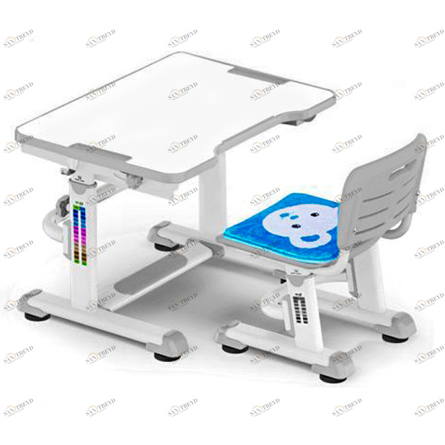 Растущая парта и стул BD-08 Teddy grey белая, серая MEALUX EVO  336174 Белый;серый Santreyd 