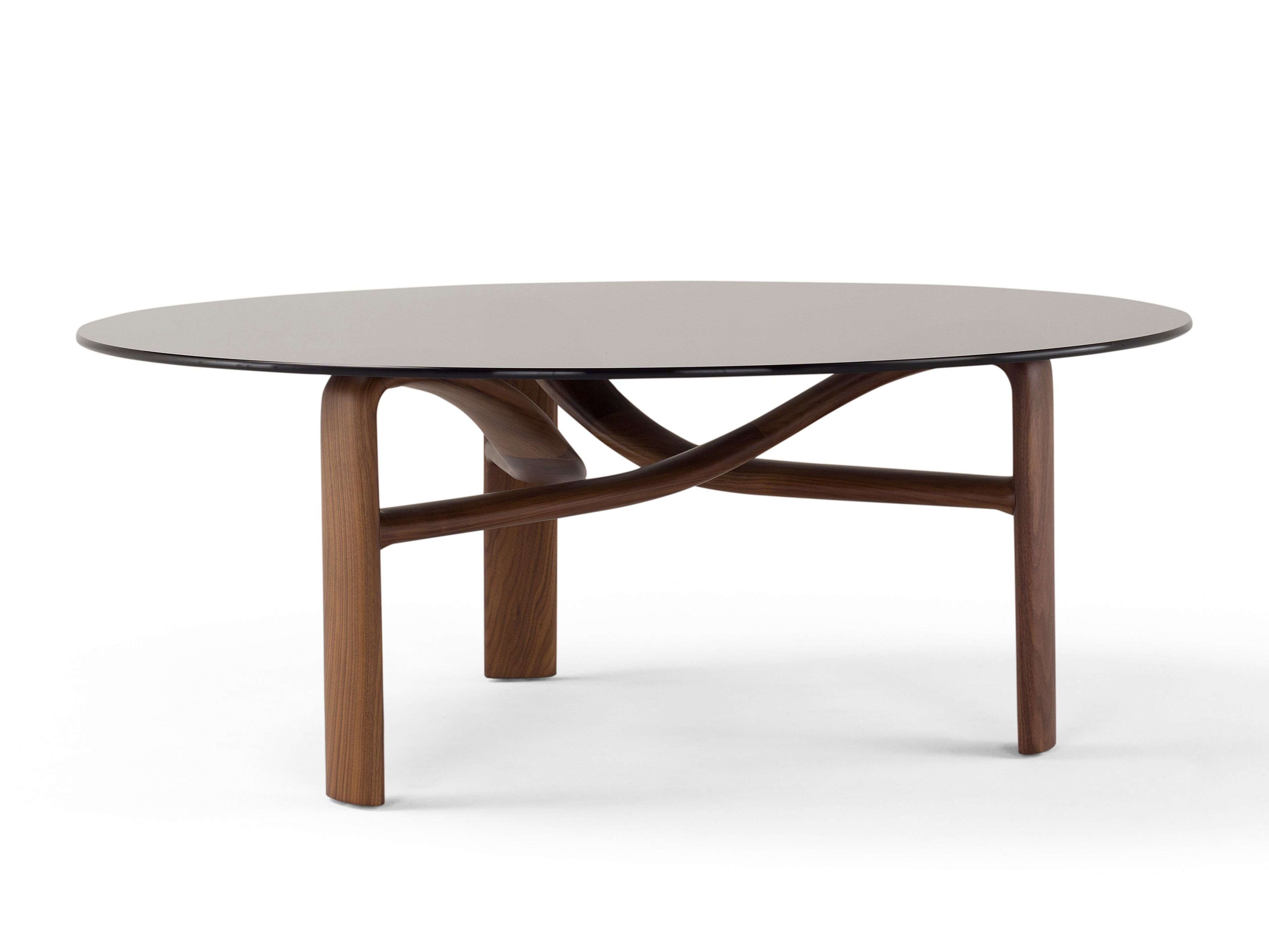 Круглый обеденный стол из дерева и стекла Amura ARCH-00026950 - Вид №11