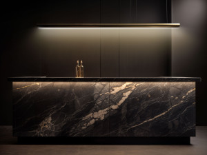 Мраморная кухня с островом