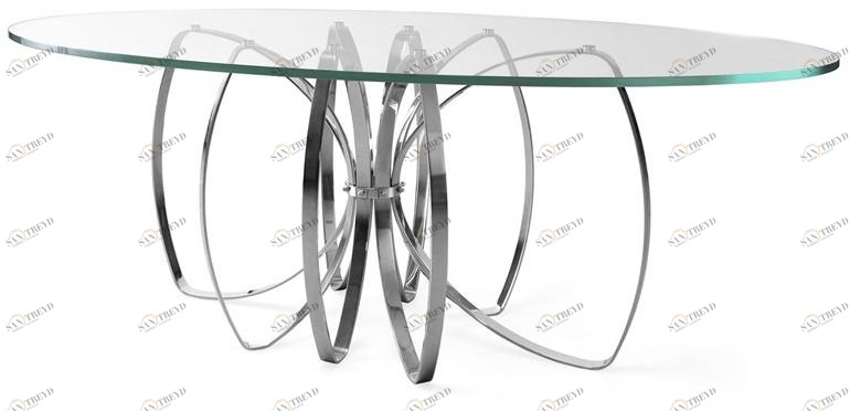 Jetclass Овальный обеденный стол из стали и стекла  Oel201a 