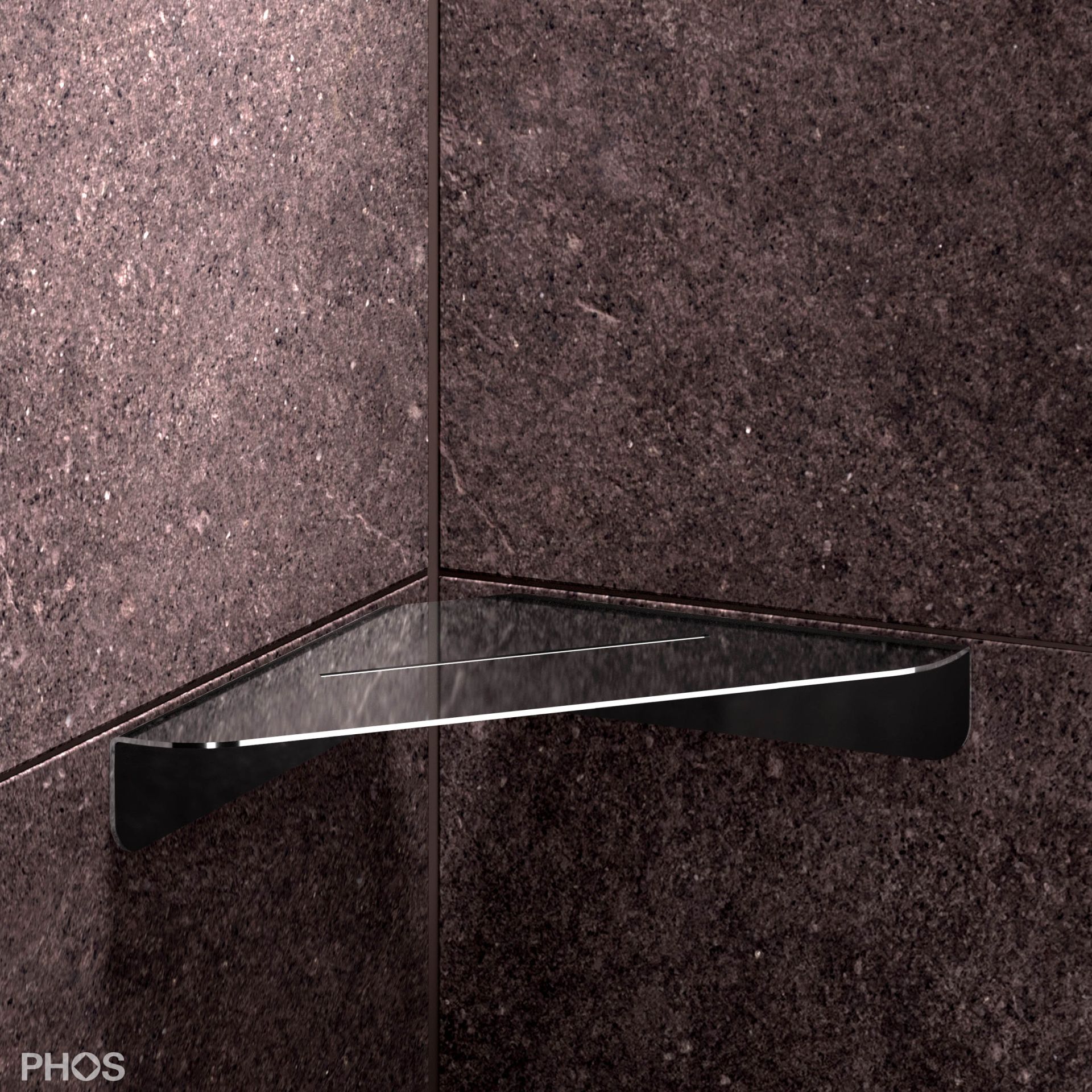 DAE230K-PL Клееная угловая душевая полка, 23 x 23 см, полированная PHOS 