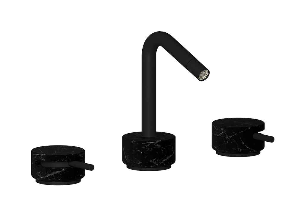 Смеситель для биде на 3 отверстия с донным клапаном WE ARE IB mr393np_2 Matt Black Marmo
