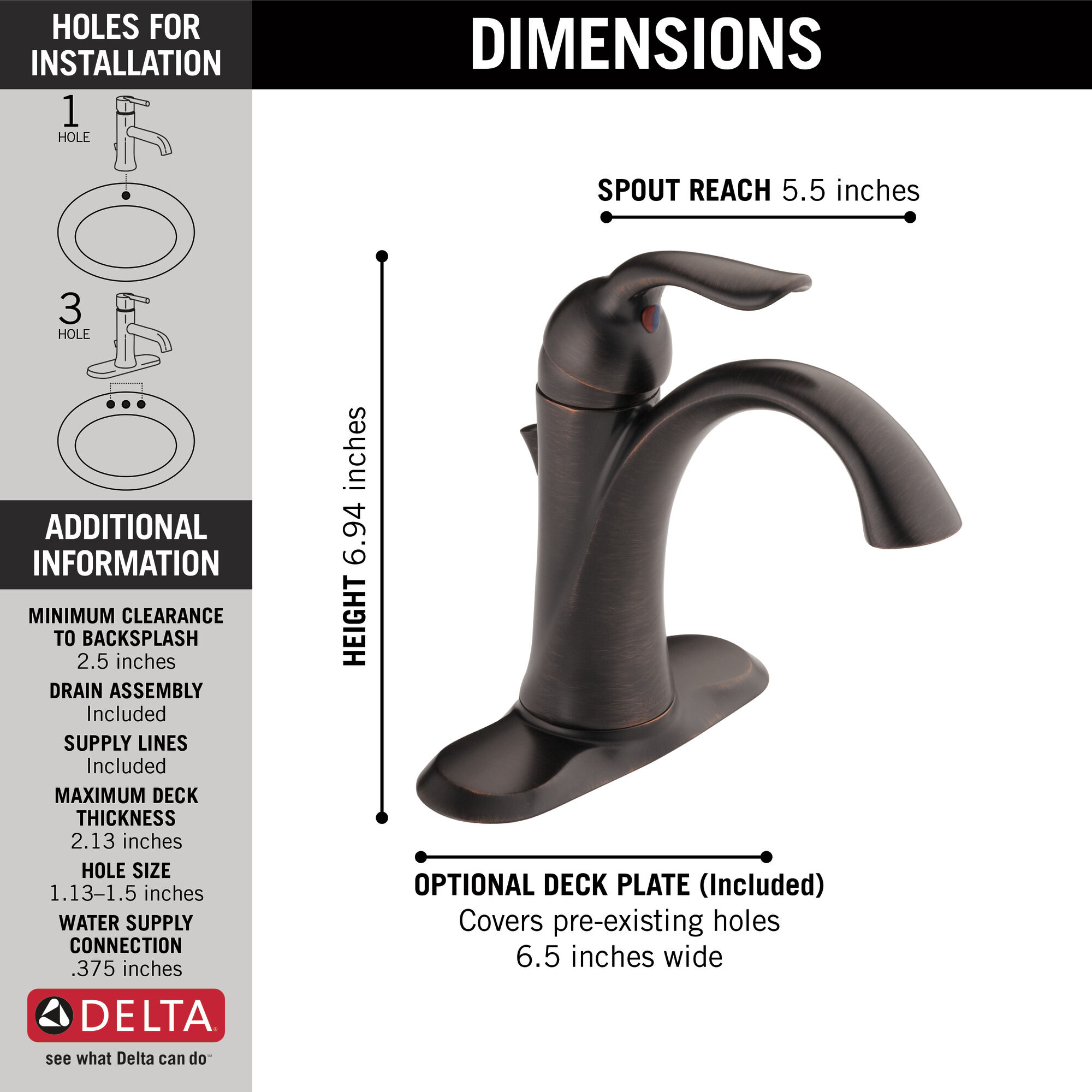 538-RBMPU-DST Смеситель для ванной с одной ручкой Delta Faucet Lahara Венецианская бронза  - Вид №4