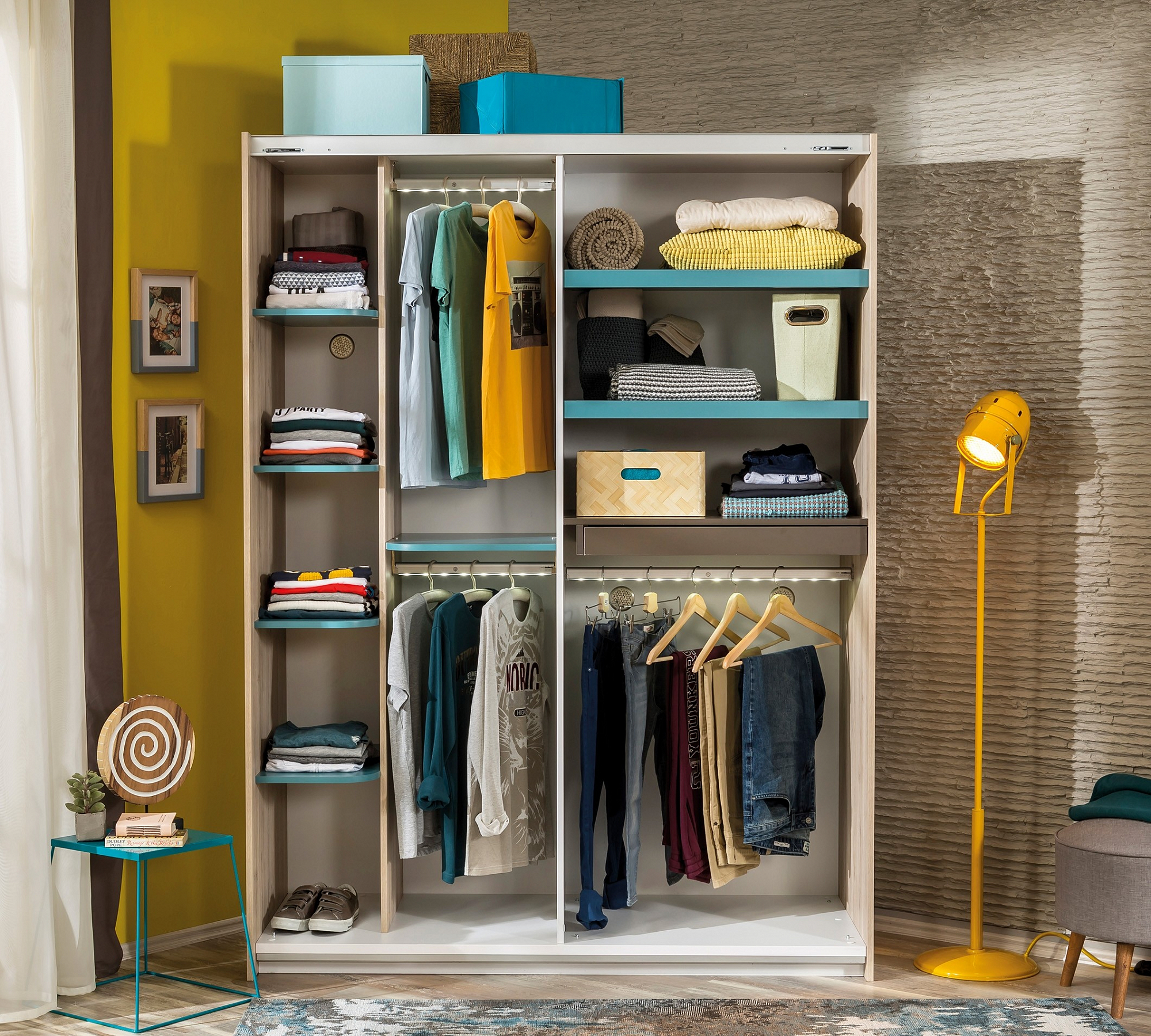 Шкаф-купе двухдверный светлый дуб Lofter CILEK LOFTER 00-3832627 Бежевый Santreyd  - Вид №1