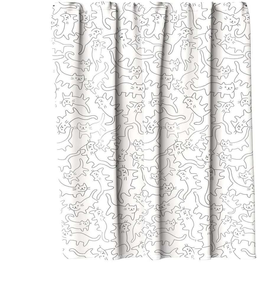 86881074 Штора для ванной с кольцами Lemer Fly Cats 180x200 см полиэстер цвет бело-черный STLM-0990802
