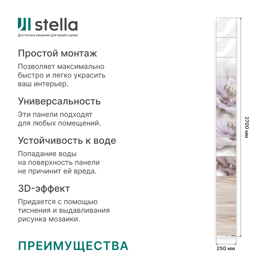 Панель пласт. "Новита" Флёр (Узор) 2,7*0,25 АКВАТОН Novita STSR-423 - Вид №7