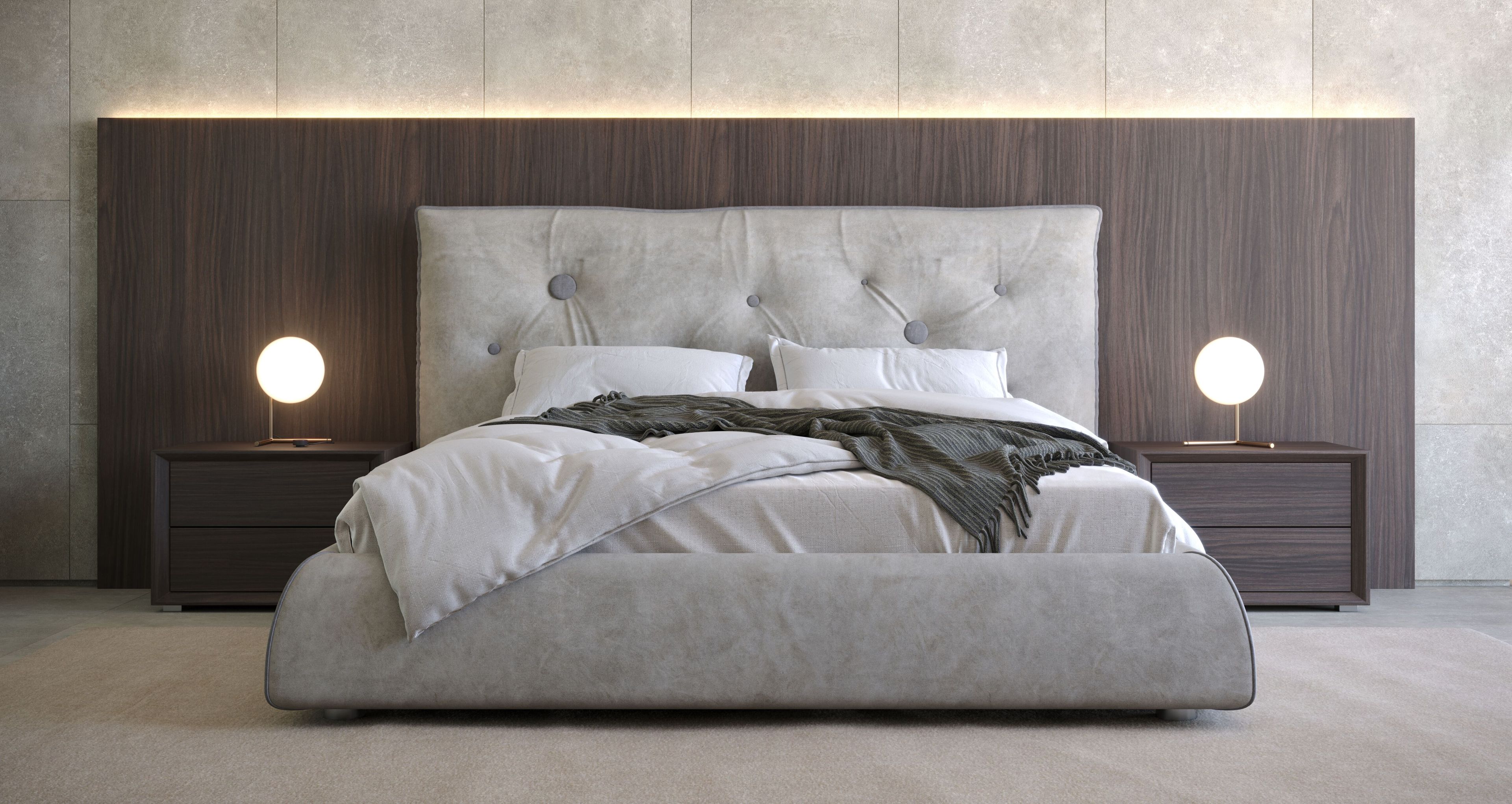 Кожаная двуспальная кровать-контейнер с мягким изголовьем Giessegi ROGER ARCH-00143051 - Вид №1