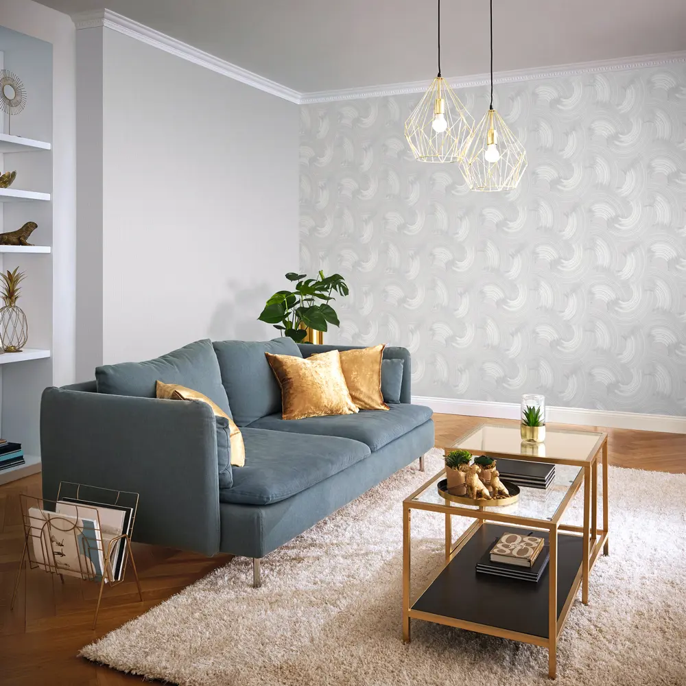 WALL UP Neon: флизелиновые обои светло-серые для стильного интерьера 89383194 STLM-1473969 - Вид №4