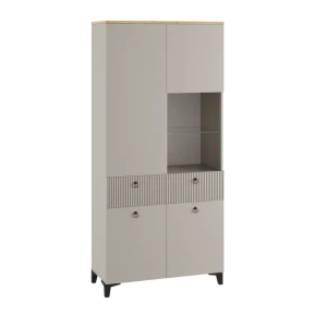 91826378 Шкаф-витрина Альбина Мс Ника со стеклом 80x210x41 см ЛДСП цвет кашемир STLM-1377495