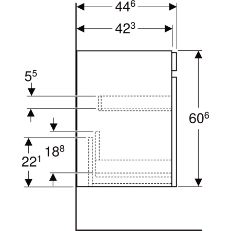 501.907.00.1 Шкафчик для раковины Geberit Renova Plan, с одним выдвижным ящиком и одним внутренним выдвижным ящиком Geberit  - Вид №58