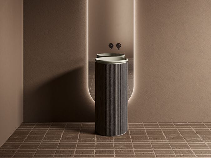 Отдельно стоящий круглый умывальник из мрамора Pietra Grey Inbani решетки ARCH-00034907 - Вид №4