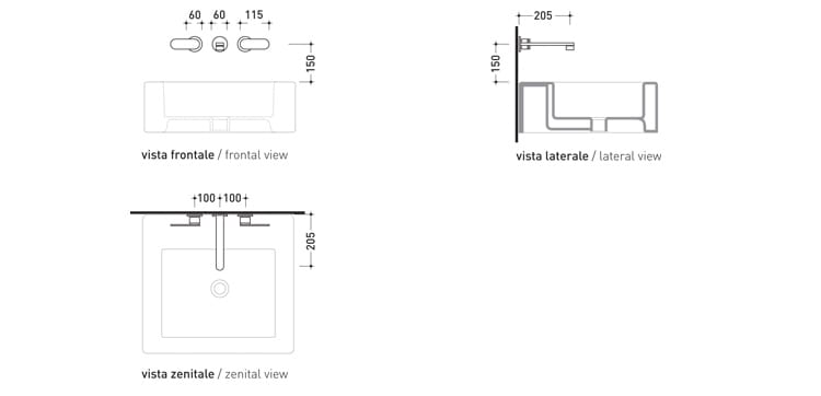 Настенный смеситель для раковины с 3 отверстиями Ceramica Flaminia ONE ARCH-00069259 - Вид №2