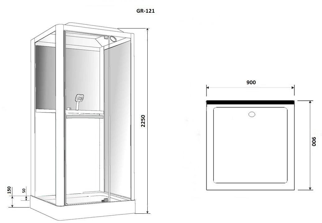 Душевая кабина GROSSMAN GR121 (90x90x225)  - Вид №9