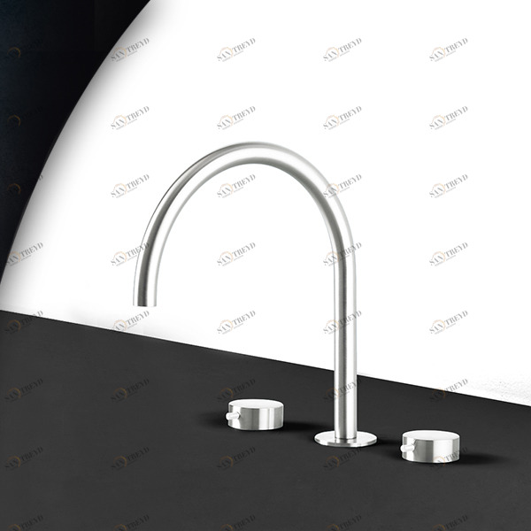 Смеситель для раковины сталь глянцевая с белой ручкой Toki Radomonte TKI25LCIL31