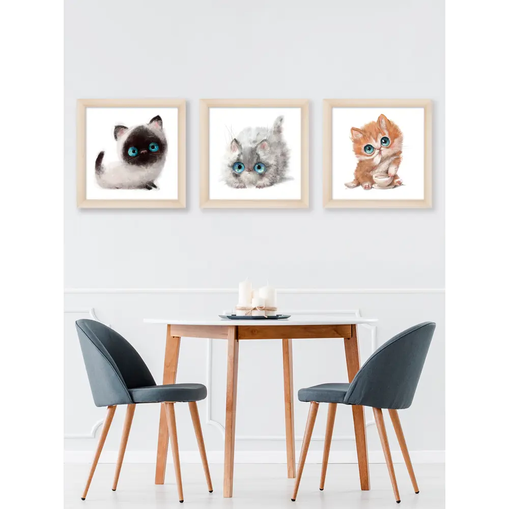 Модульная картина Котики 40x40 см 3 шт POSTERMARKET STLM-2058571 - Вид №3