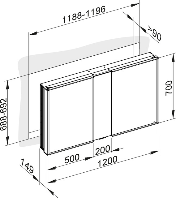 12814171301 Зеркальный шкаф KEUCO Royal Match - Вид №3