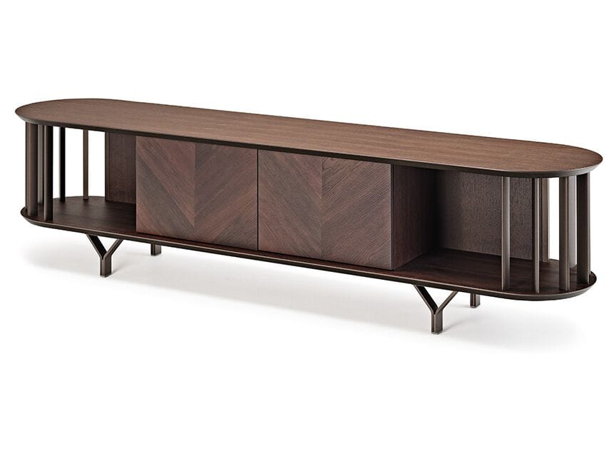 Низкий шкаф для телевизора из грецкого ореха Cattelan italia Costes ARCH-00064334