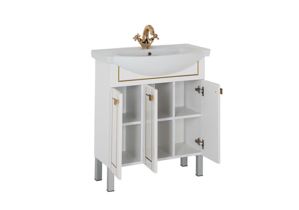 Тумба с раковиной Aquanet Честер 75 белый/золото 0018610000183610 - Вид №1
