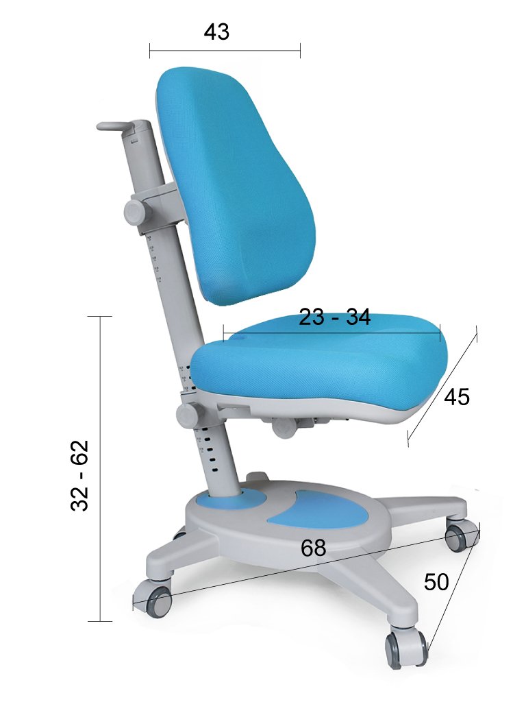 Кресло детское на колесиках голубое Onyx Y-110 MEALUX  00-3947301 Голубой Santreyd  - Вид №1