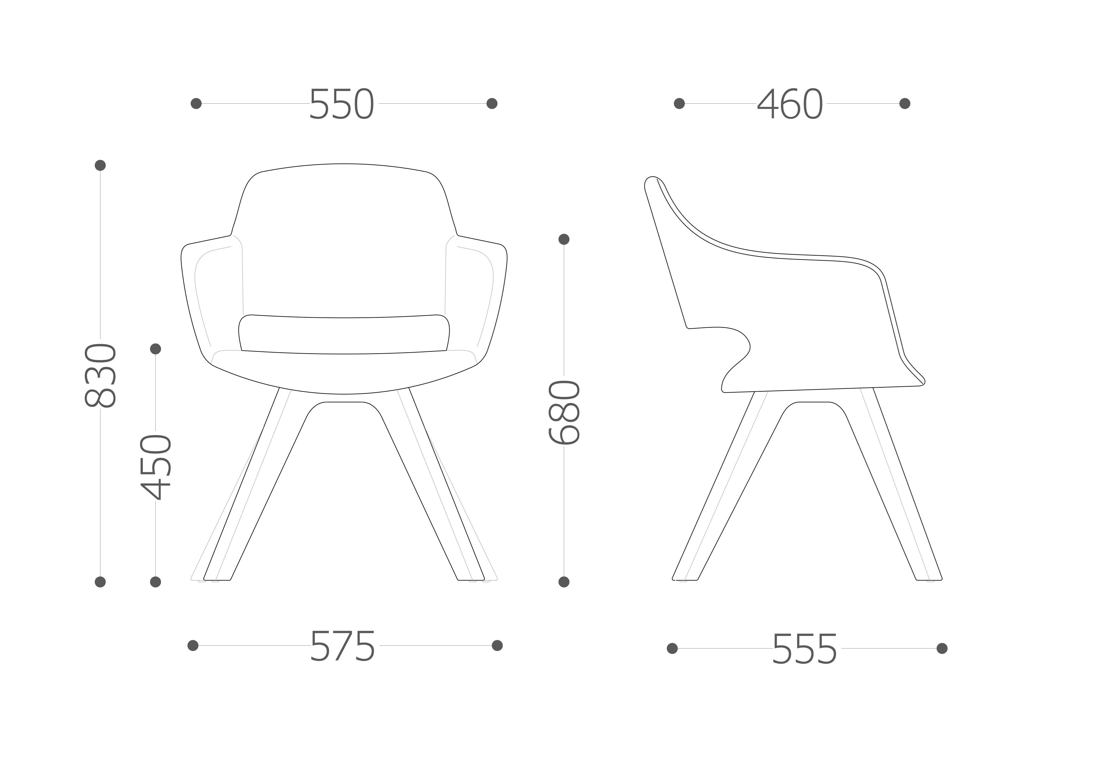 Мягкий стул с подлокотниками и деревянным основанием с 4 ножками VAGHI ARCH-00136773 - Вид №4