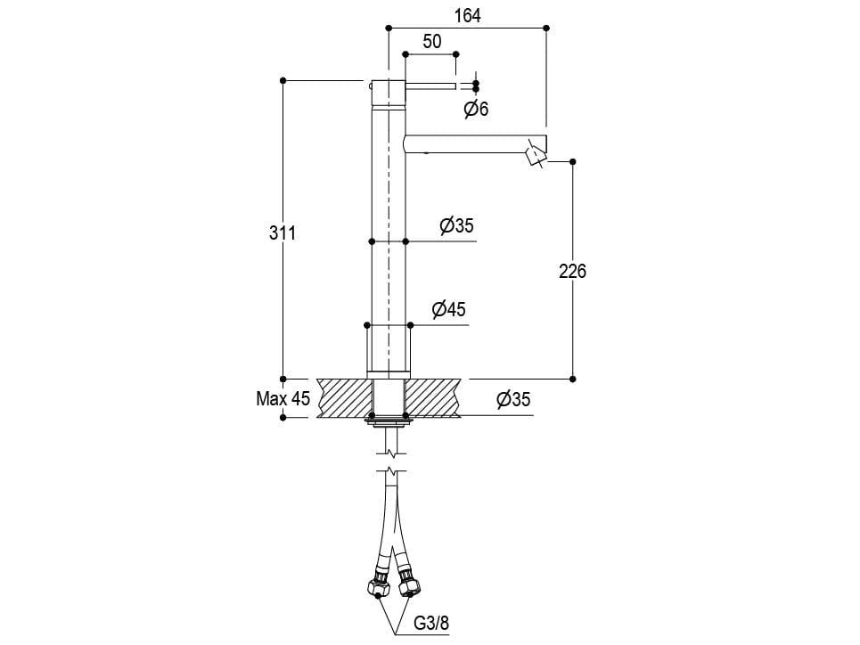 Смеситель для раковины с одной ручкой из латуни Ritmonio Brass ARCH-00061217 - Вид №2