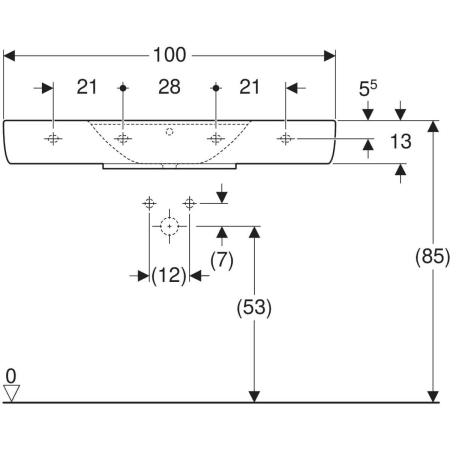 125185000 Накладная раковина Geberit Renova Plan с полкой Geberit  - Вид №10