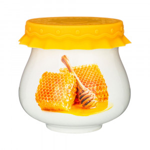 359-737 Посуда фарфоровая БАНОЧКА С СИЛИКОНОВОЙ КРЫШКОЙ "СОТЫ" 1000 мл Lefard