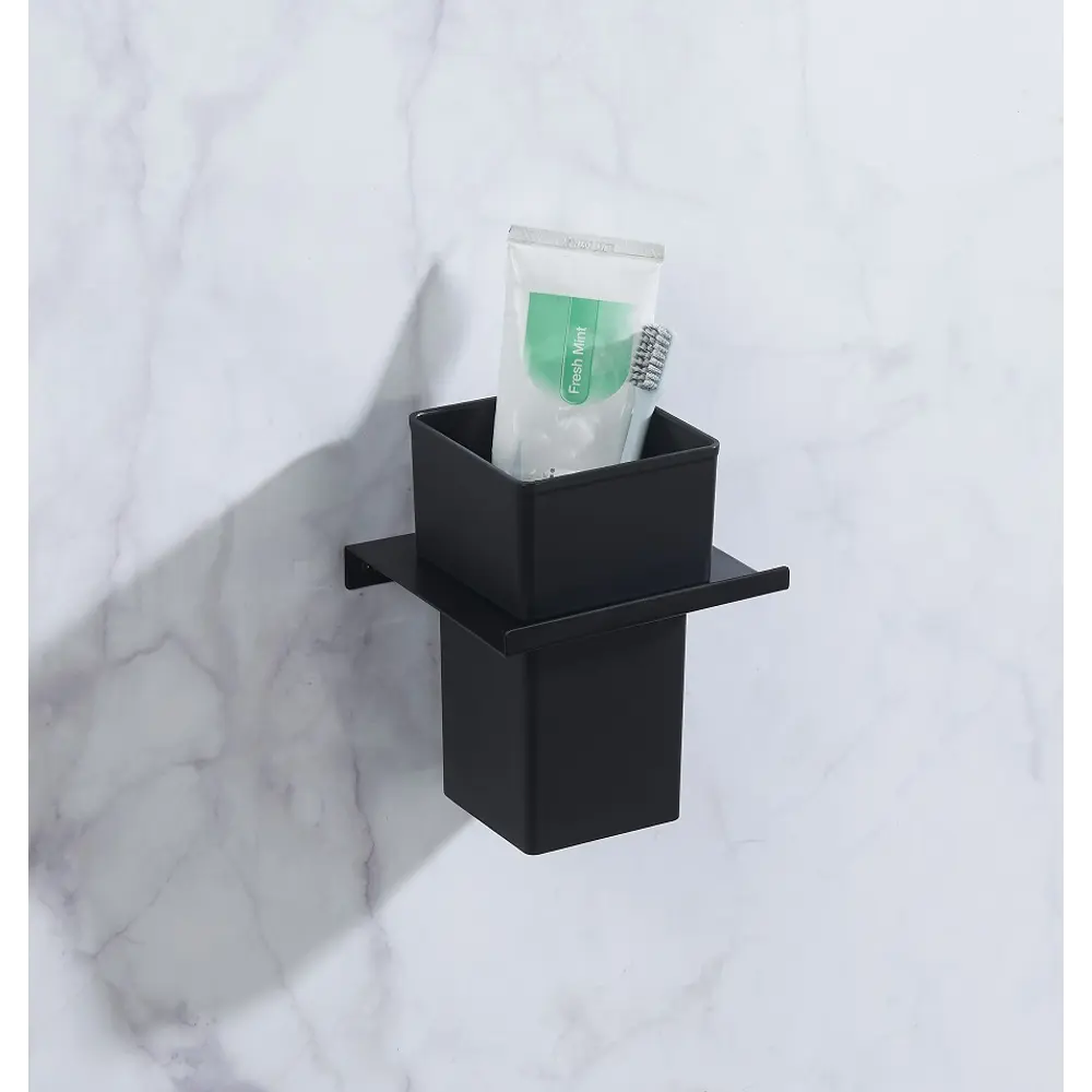 Держатель стакана для зубных щёток Lund металл цвет чёрный SWENSA STLM-2088002 - Вид №2