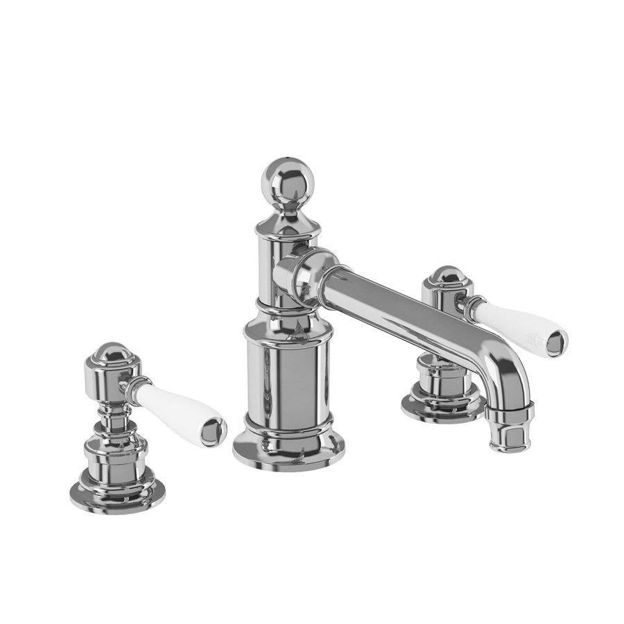 Burlington Arcade Смеситель для раковины Arcade с 3 отверстиями, установленный без всплывающих отходов Хром с хромированным рычагом ABBL15C  - Вид №7