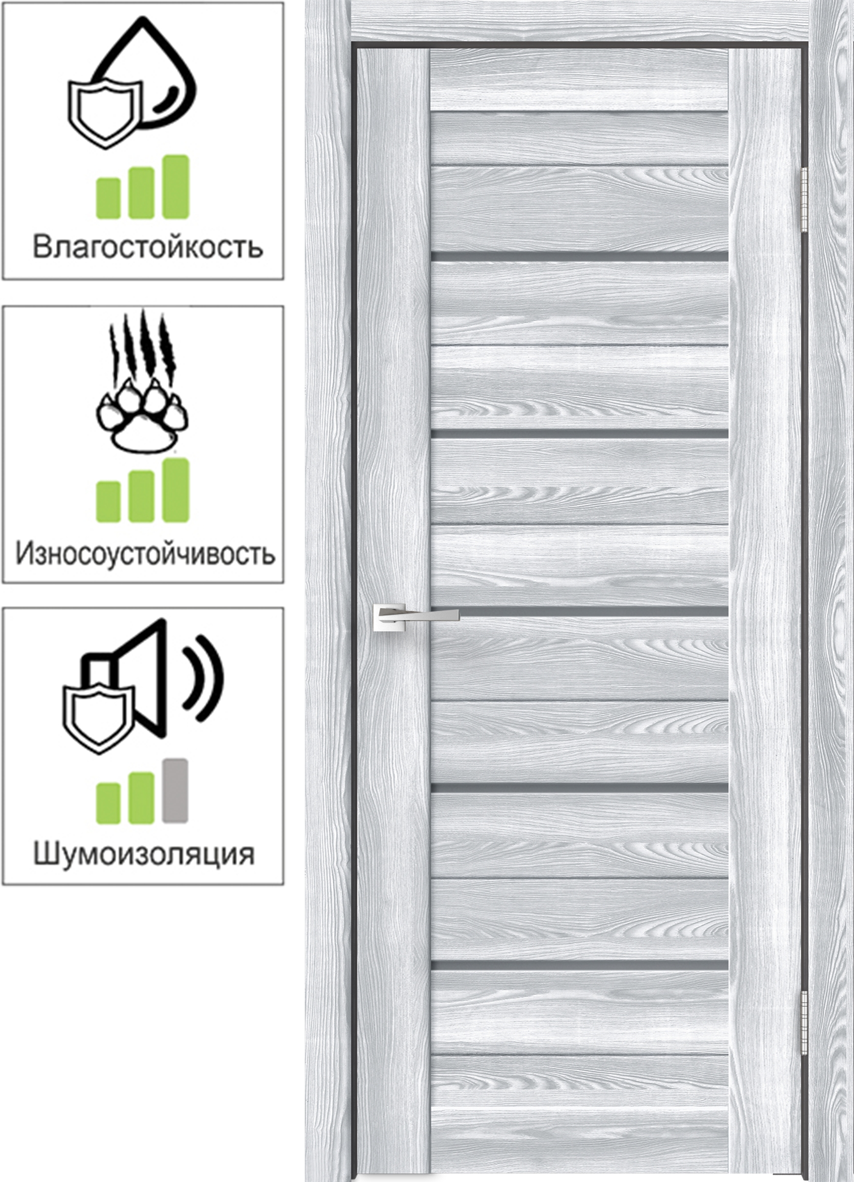 89160858 Дверь межкомнатная Новара остекленная горизонтальная ПВХ ламинация цвет ривьера айс 90x200 см (с замком и петлями) STLM-0079275 VELLDORIS