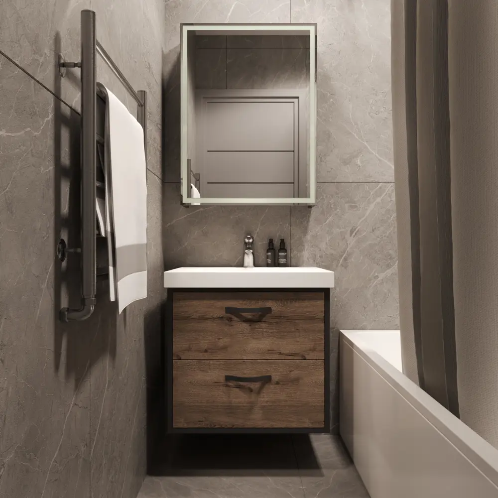 Aquanet Инди Вилис - подвесная тумба под раковину 65 см дуб веллингтон 83075748 STLM-0038891 - Вид №9