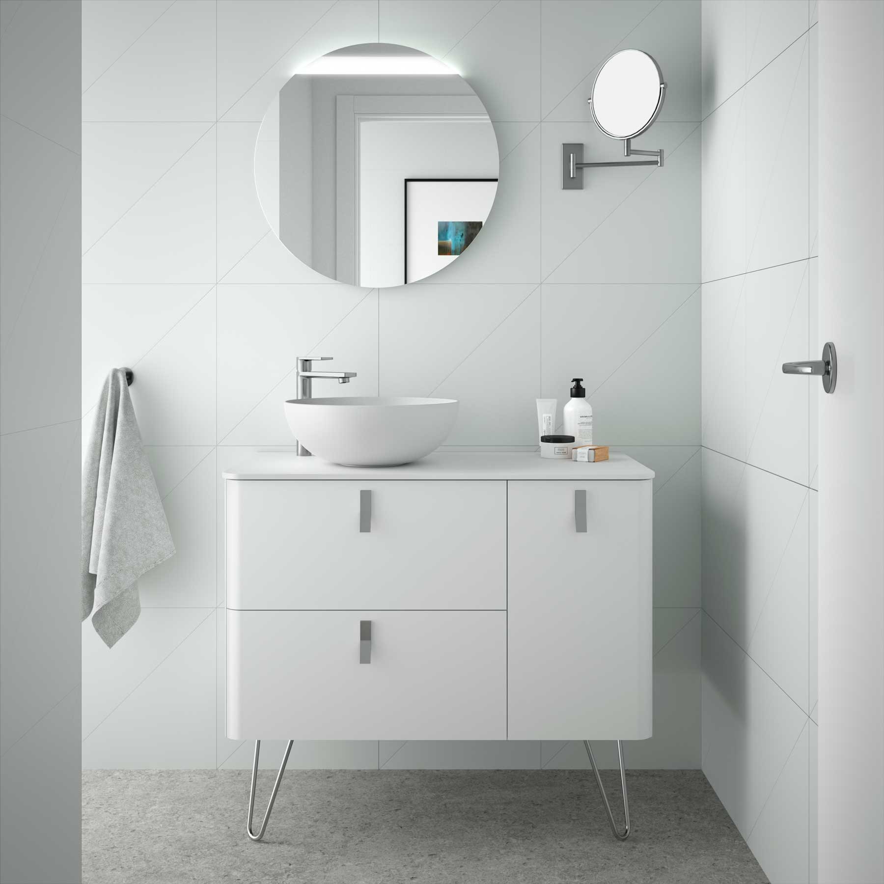 24626 SALGAR Мебель для умывальника UNIIQ 1200 правая MATT WHITE 1194 x 540 x 450 мм Мягкий белый 