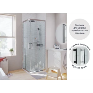 Комплект стекол для душевой ширмы Sensea Easy 80x80 см прозрачное стекло, цвет профиля на выбор