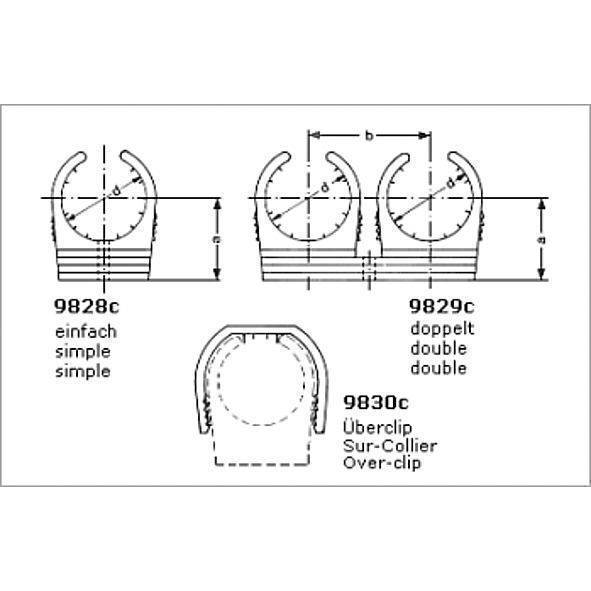 798281822 SANHA 9828C клипса для медных труб простая 18-22 мм  - Вид №1