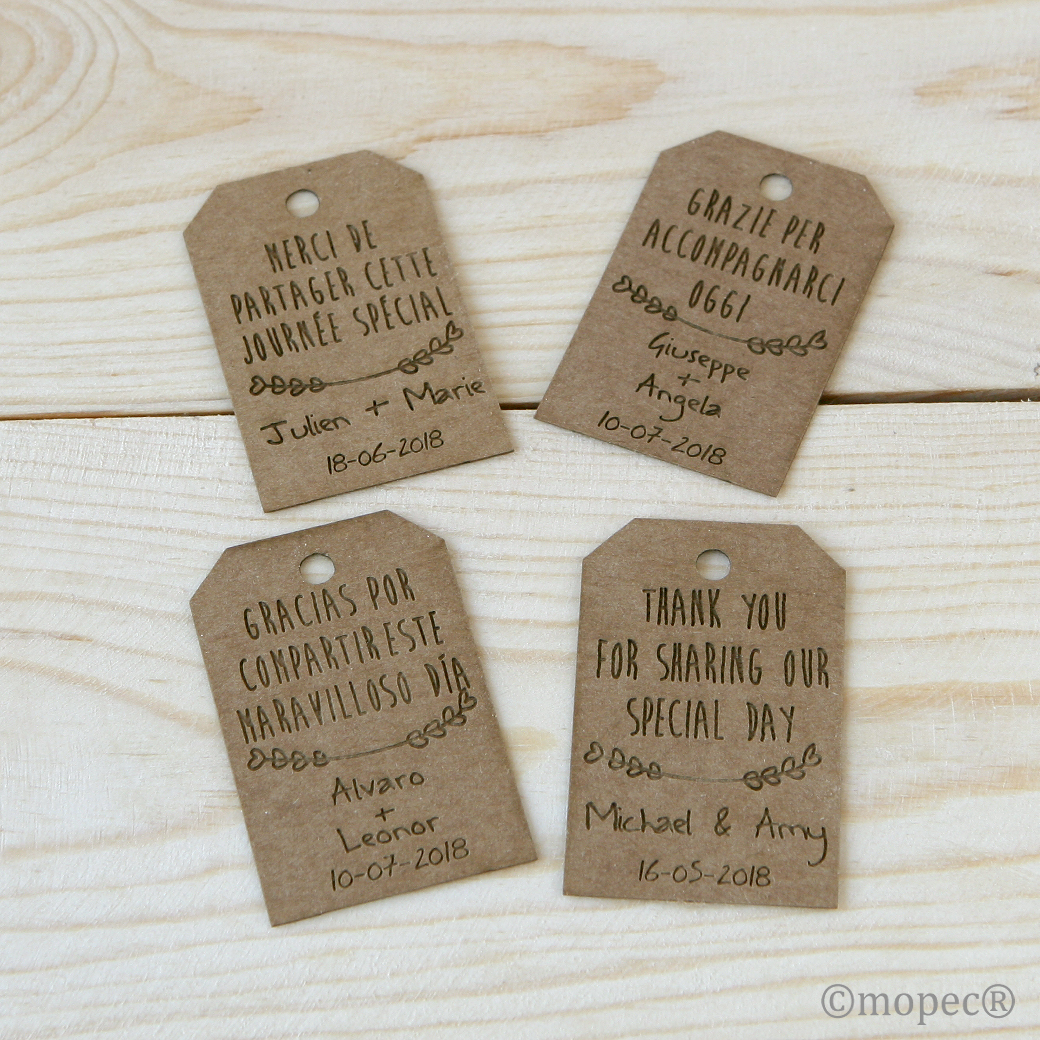 X738 PERS. Настроенная прямоугольная карта «спасибо за поделиться…», 100 единиц. Dekoraniaevents Bodas 