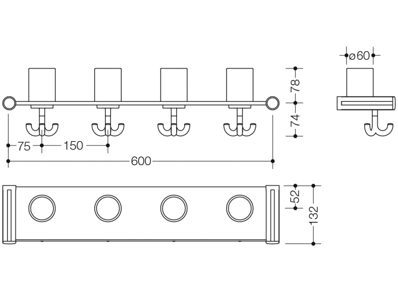 800.03.402 Подставка для зубных щеток с крючками, 4 места HEWI Kids - Вид №6