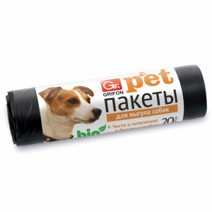 ПР0047379 Пакеты для выгула собак 25х40см, 15мкм, 20шт/рул GRIFON