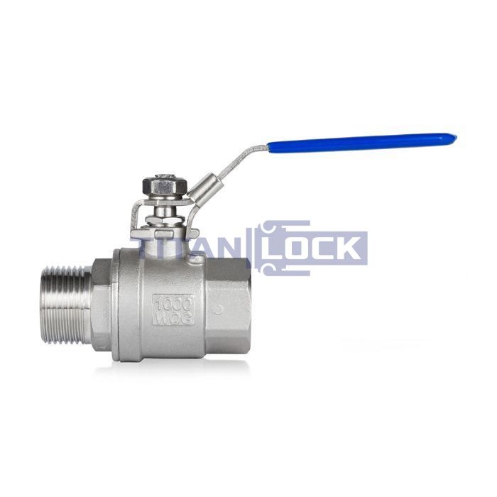 Кран шаровый двухсоставной НР-ВР, резьба BSP 1 1/2", нерж. 304, TL150BVC-FM TITAN LOCK  - Вид №2