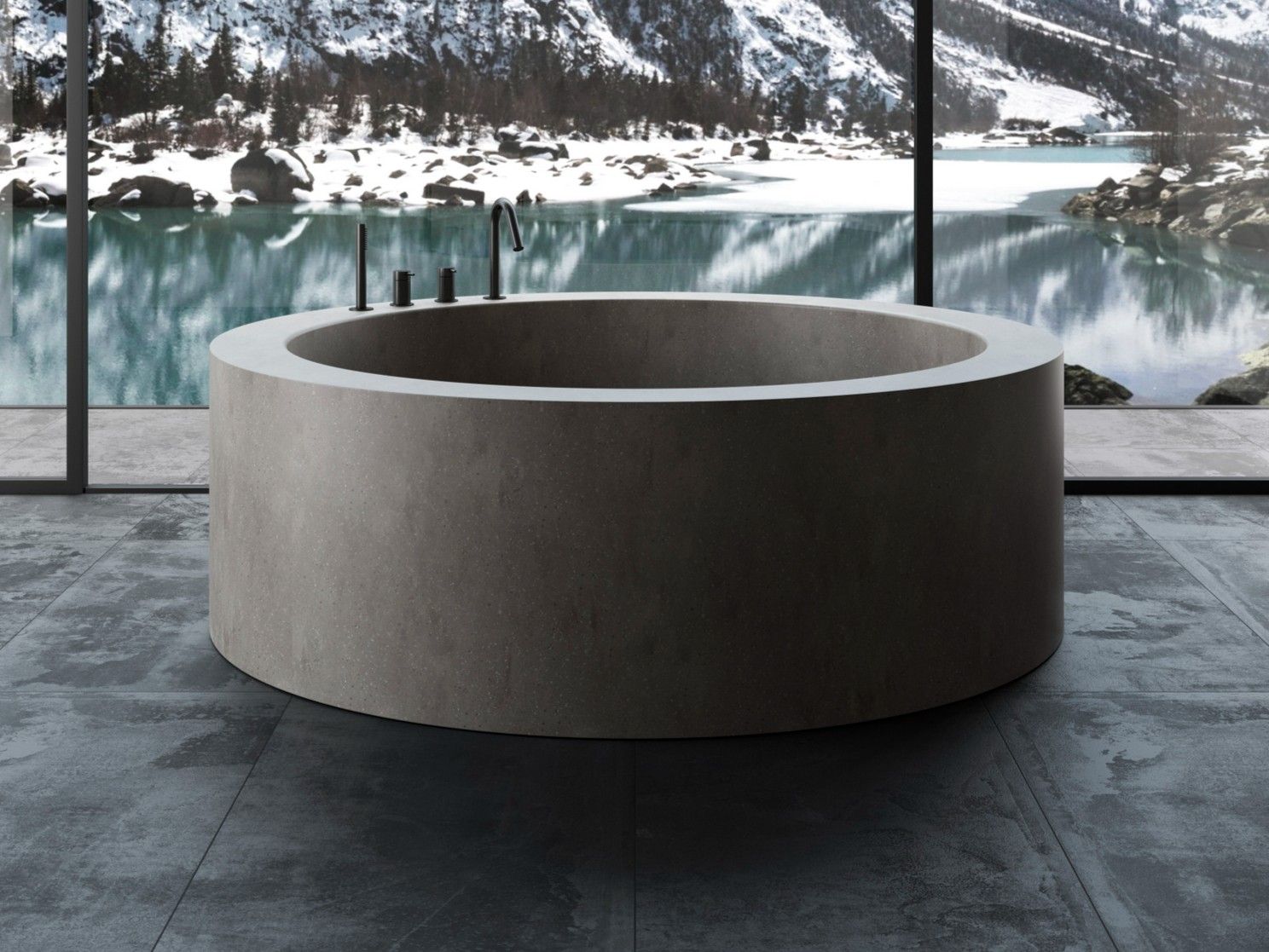 Круглая ванна в центре комнаты Corian® Rexa уникальный ARCH-00016836